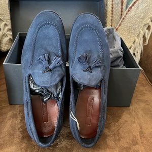 LEMARGO Shoes for Men Size 42 Blue Suede With Tassels New